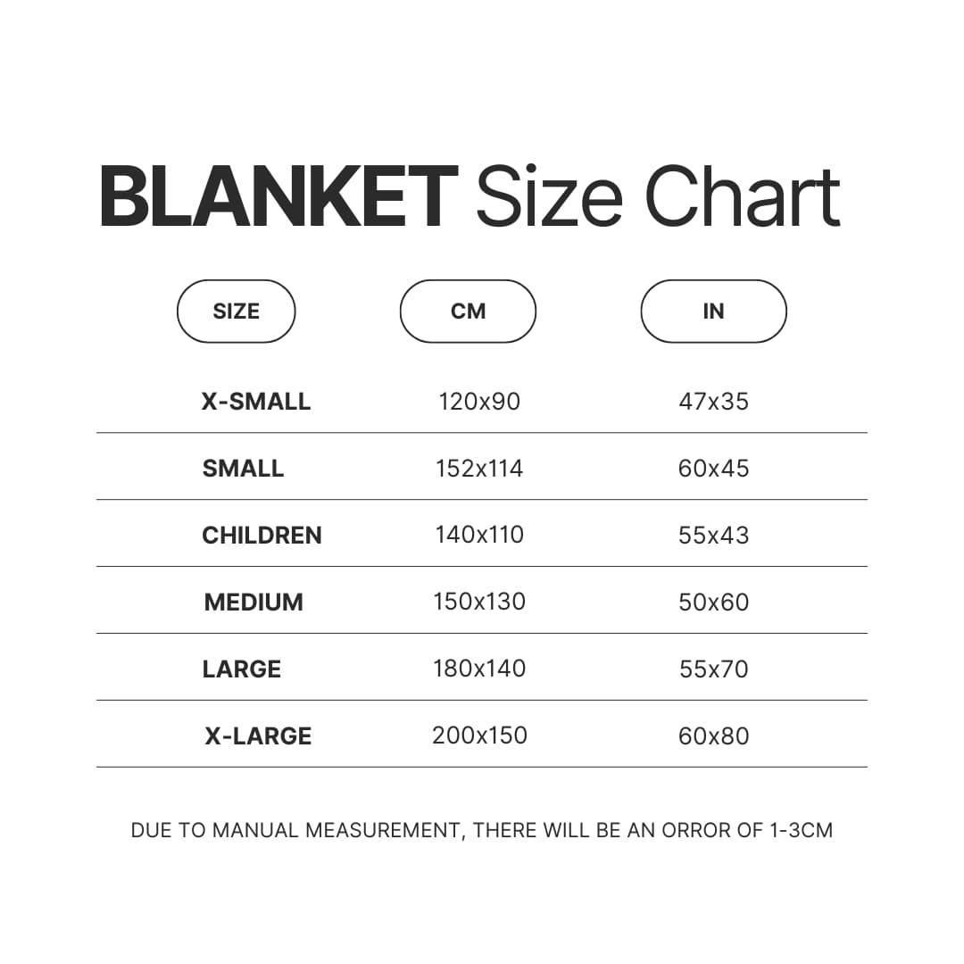 Blanket Size Chart - Ponyo Merch