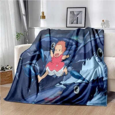 Japanese Ponyo Cartoon Girl Anime Blanket Super Soft Cartoon kawaii Blanket for Travel Bedding Couch Sofa 16 - Ponyo Merch