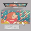 Mouse Pads Ponyo On The Cliff Large Mousepad Hayao Miyazaki Anime 80x30cm XXL Lock Edge Mousepads 9 - Ponyo Merch