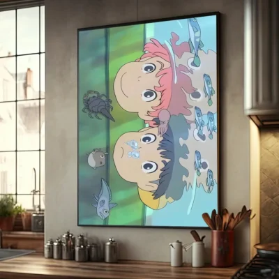 Studio Ghibli Anime Ponyo on The Cliff Posters Waterproof Paper Sticker DIY Coffee House Bar Decor 13 - Ponyo Merch