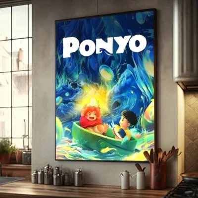 Studio Ghibli Anime Ponyo on The Cliff Posters Waterproof Paper Sticker DIY Coffee House Bar Decor 8 - Ponyo Merch