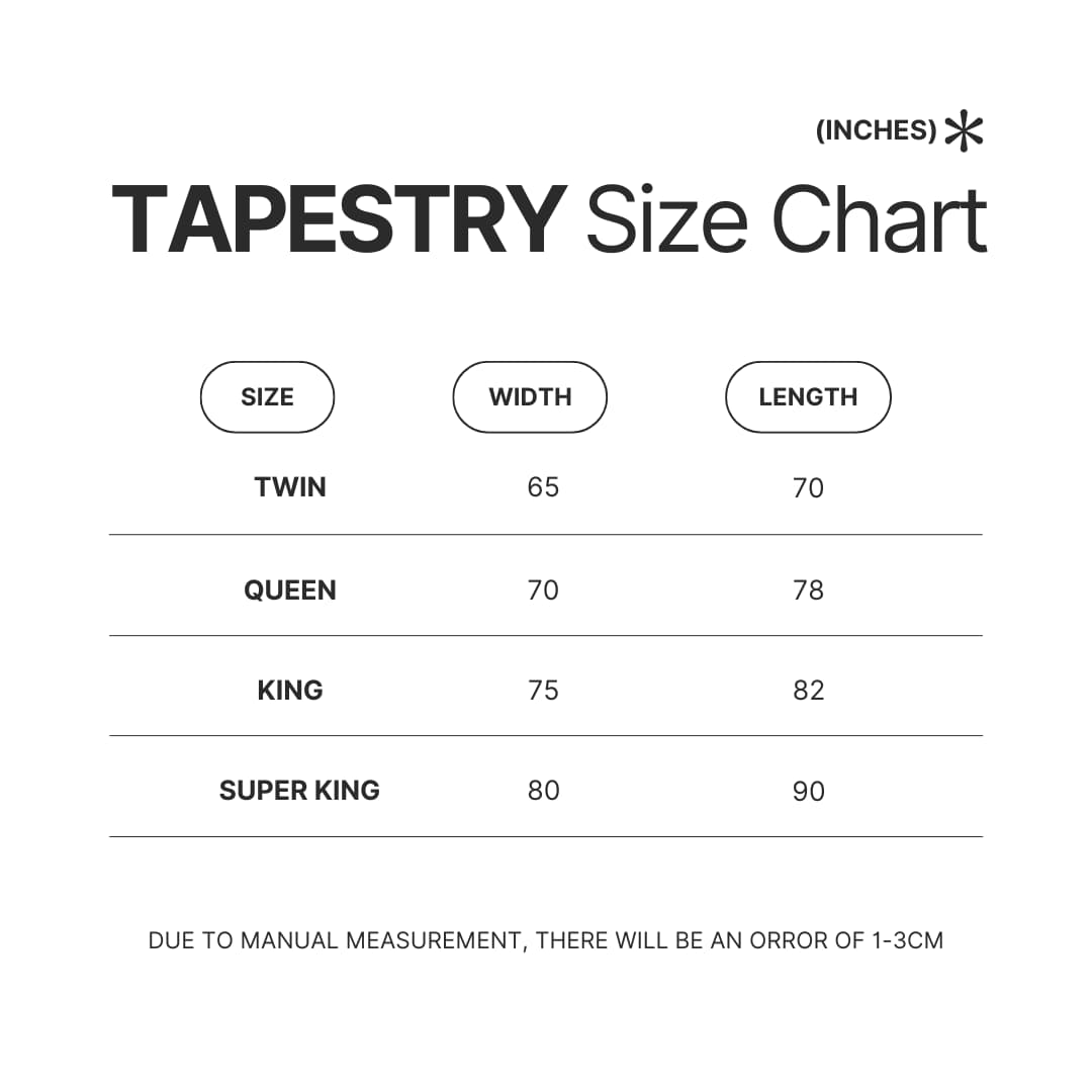 Tapestry Size Chart - Ponyo Merch