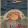 Vintage Posters Ponyo On The Cliff Hayao Miyazaki Poster Home Decor Wall Sticker Retro Decorative Painting - Ponyo Merch