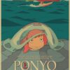 Vintage Posters Ponyo On The Cliff Hayao Miyazaki Poster Home Decor Wall Sticker Retro Decorative Painting 17 - Ponyo Merch